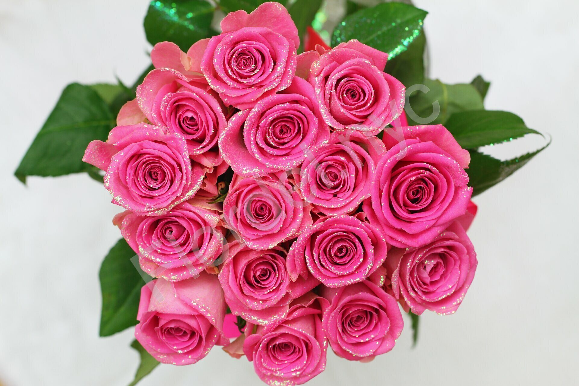 Dark Pink Roses with Pink Glitter - 12 Stem Rose Bouquets – Flowers For  Fundraising