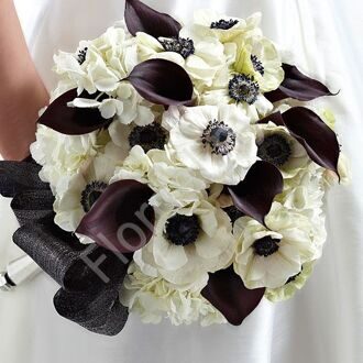 Bridal bouquet with callas and anemones