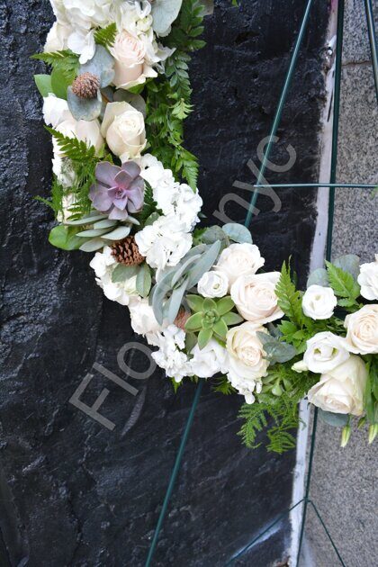 Sympathy wreath with succulents + standing