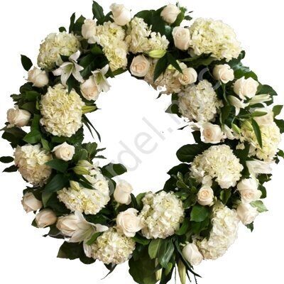 White hydrangea's wreath + standing