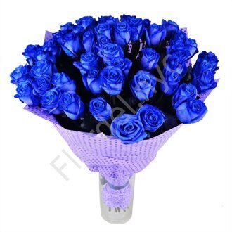 Hand tied bouquet of blue roses