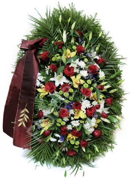 Large standing wreath with lilies and roses + standing