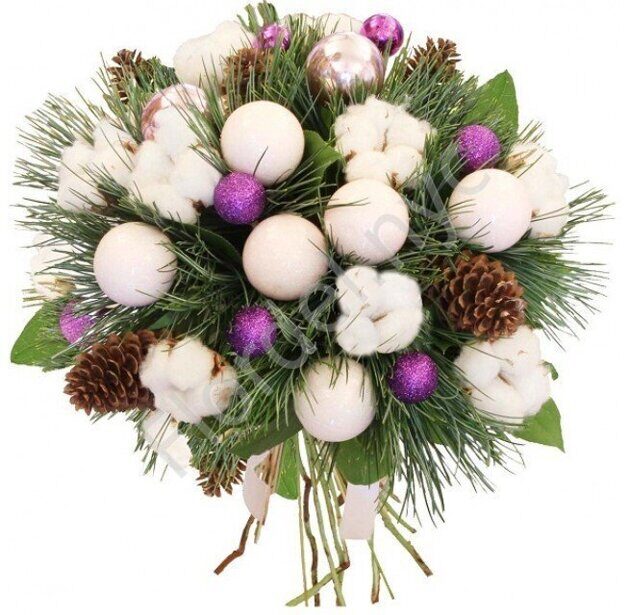 Christmas bouquet with cotton