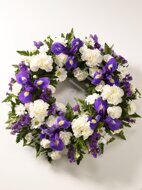 Blue sympathy wreath + standing