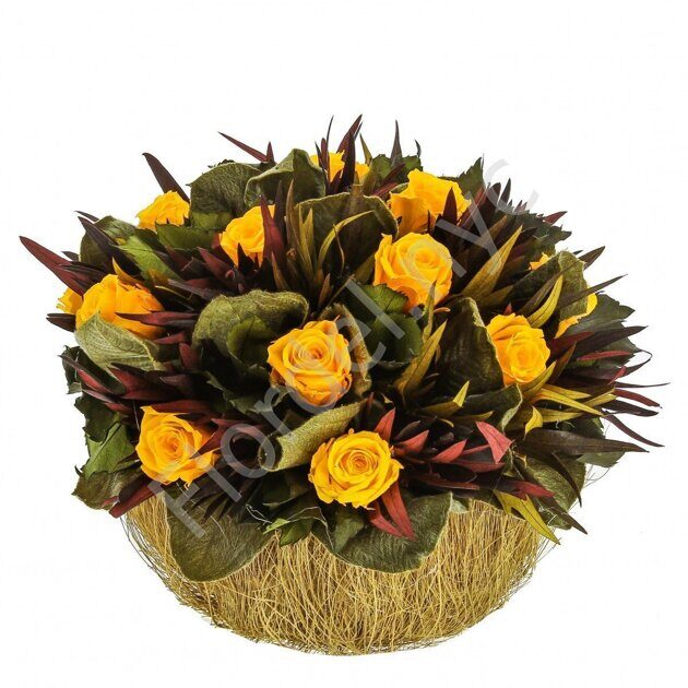 Yellow arrangement of preserved flowers