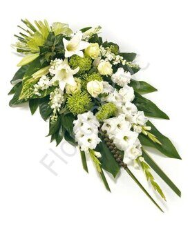 White funeral bouquet with gladiolus