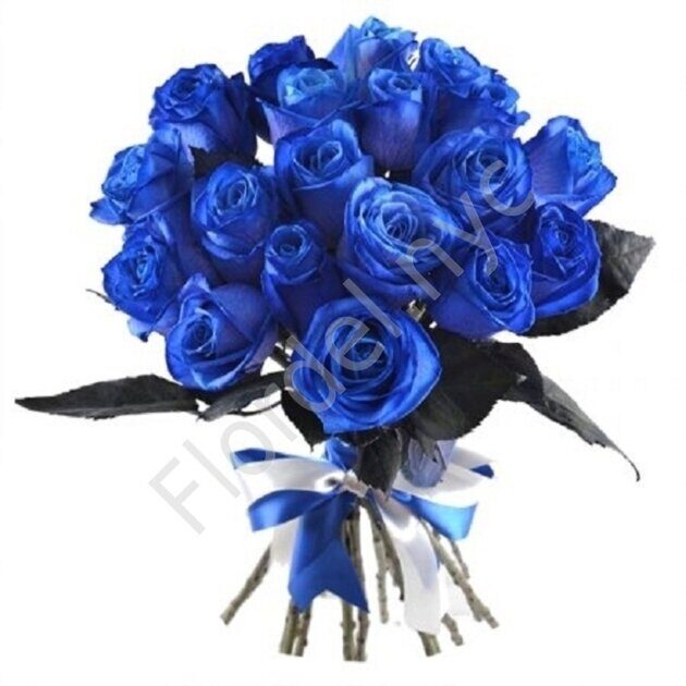 Blue roses with leafs