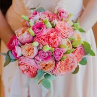 Bright bouquet with roses of David Austin