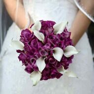 Bridal bouquet with roses and white callas