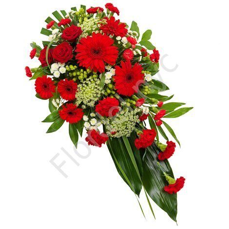 Red funeral bouquet