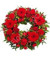 Red European wreath of sympathy + standing