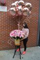 Royal set of garden roses and balloons