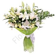 Bouquet with lilies and eustoma