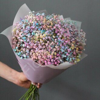 Rainbow baby breath bouquet