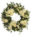 European wreath of white roses