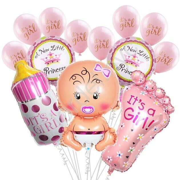 New baby girl balloons set