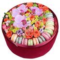 Box with flowers and macarons