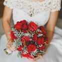 Bridal bouquet with red roses of David Austin