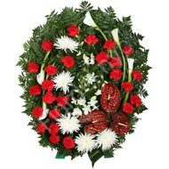 Funeral arrangement with anturium and callas + standing