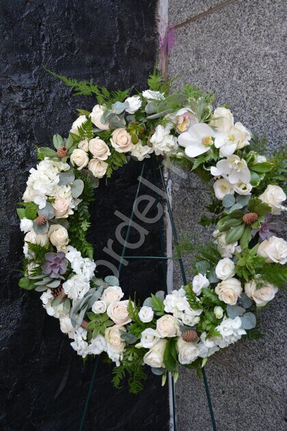 Sympathy wreath with succulents + standing