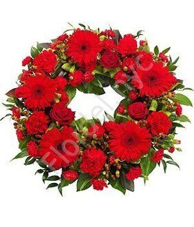 Red European wreath of sympathy + standing