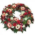 Large wreath with gerberas and roses + standing