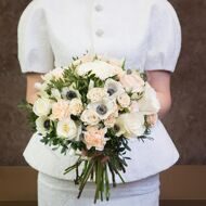 Bridal bouquet with roses and anemones