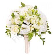 White bridal bouquet in holder