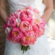 Bridal bouquet with peonies and roses