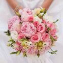 Bridal bouquet with pink peonies